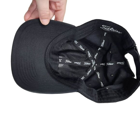 Titleist Black Cotton Baseball Cap Adjustable Strapback Golf Hat ‎ One Size Fits - Picture 6 of 8